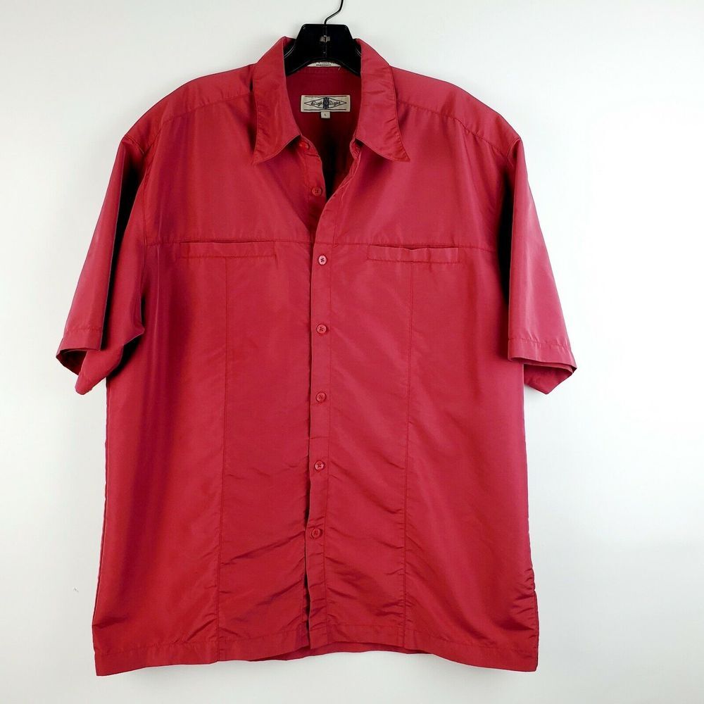Eighty Eight‎ USA Men's Red Button Down Short Sleeve Shirt Size Large